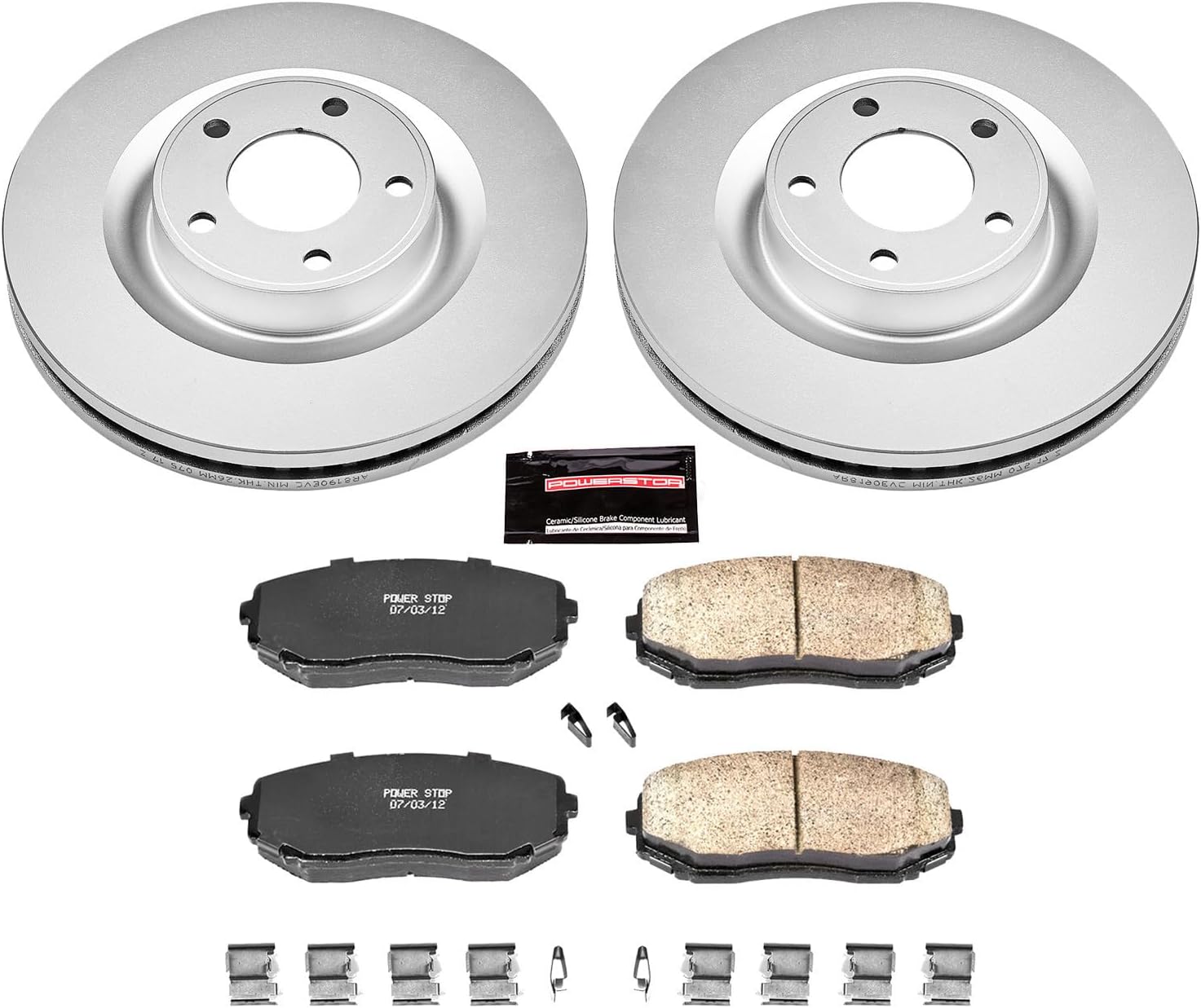PowerStop Front Brake Kit for Ford Edge 2007-14 | Lincoln MKX 2007-15 - Fully-Coated Disc Rotors with Z17 Ceramic Brake Pads Replacement, CRK3057