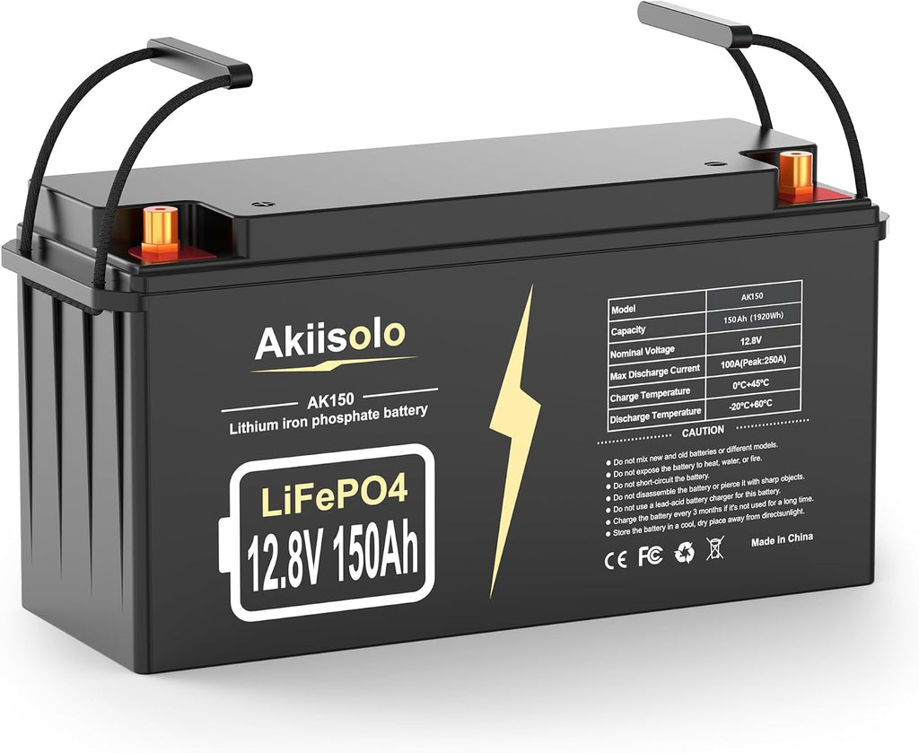12V 150Ah LiFePO4 Deep Cycle Battery, up to 8000+ Cycles Rechargeable Battery with Built-in 150A BMS, 12 Volt Lithium Battery for RV, Solar System, Trolling Motors and More