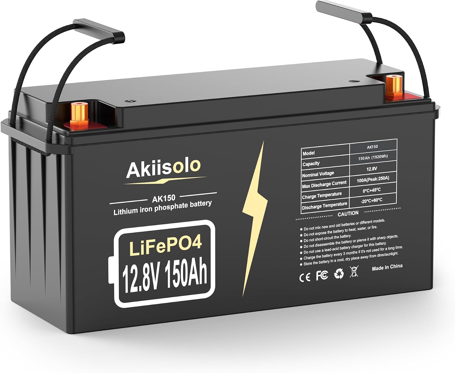 12V 150Ah LiFePO4 Deep Cycle Battery, up to 8000+ Cycles Rechargeable Battery with Built-in 150A BMS, 12 Volt Lithium Battery for RV, Solar System, Trolling Motors and More