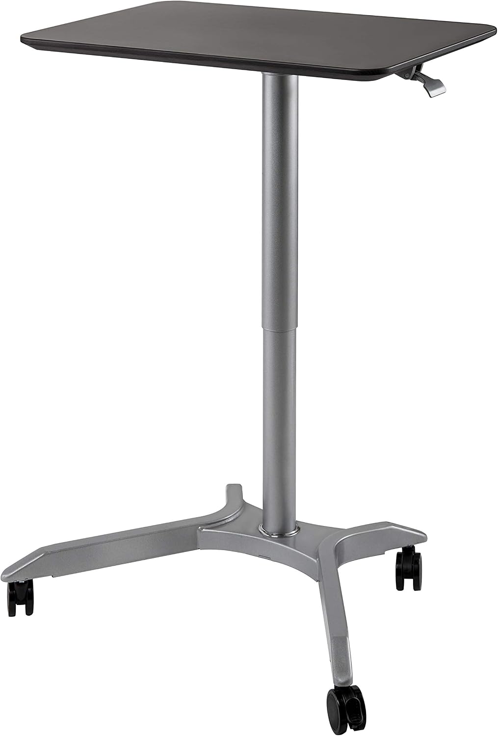 Seville Classics Airlift Height Adjustable Pneumatic Laptop Sit Stand Desk Mobile Rolling Cart, Computer Workstation for Home Office, Classroom, Espresso, 28' XL Desktop (New Model)