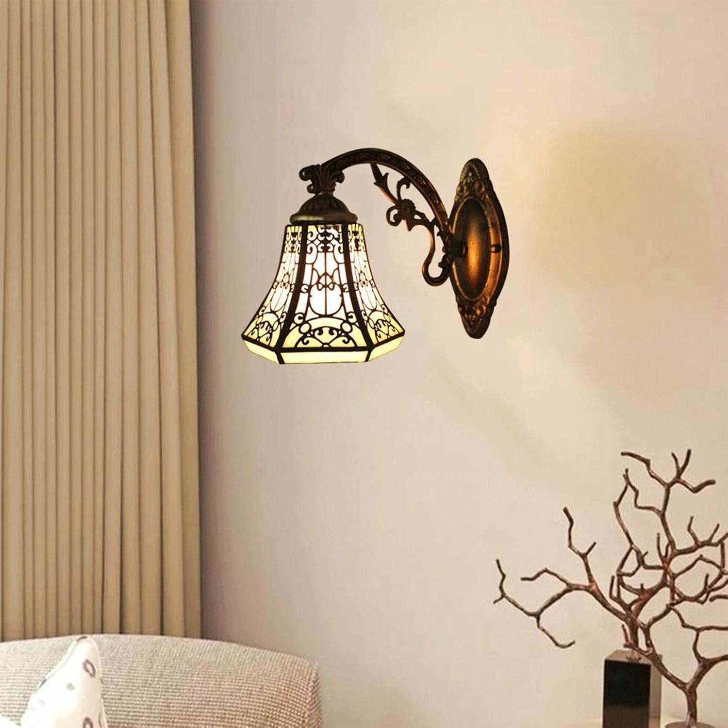 Wall Lamps & Sconces Single-headed wall light made of wrought iron in European style, black handwoven lamps and lanterns simple and beautiful bedside lamp classic living room bedroom bathroom lamp