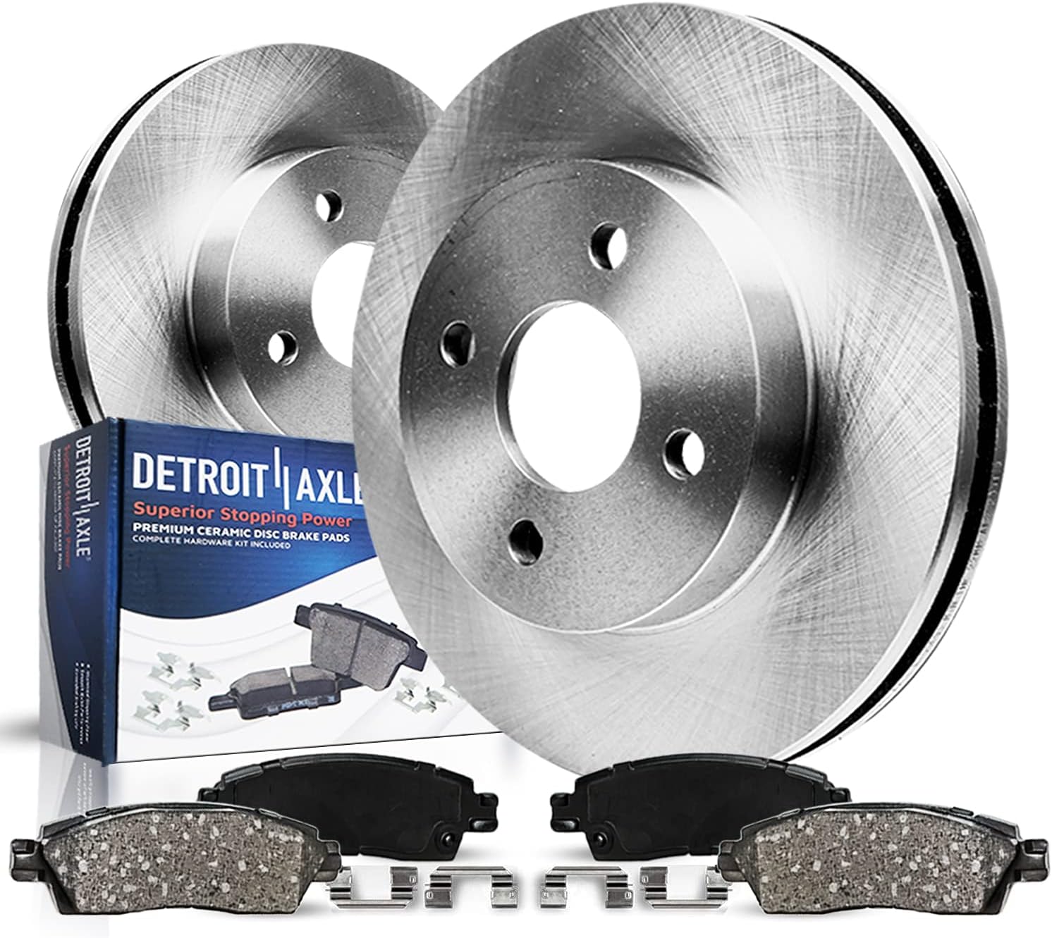 Detroit Axle - Front Brake Kit for Hyundai Accent Kia Rio 2018-2022, 11.02' inch Disc Brake Rotors Ceramic Brake Pads with Hardware 2019 2020 2021 Replacement