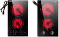 Karinear 110V Electric Cooktop 2 Burners, Countertop & Built-in Electric Stove Top Plug in