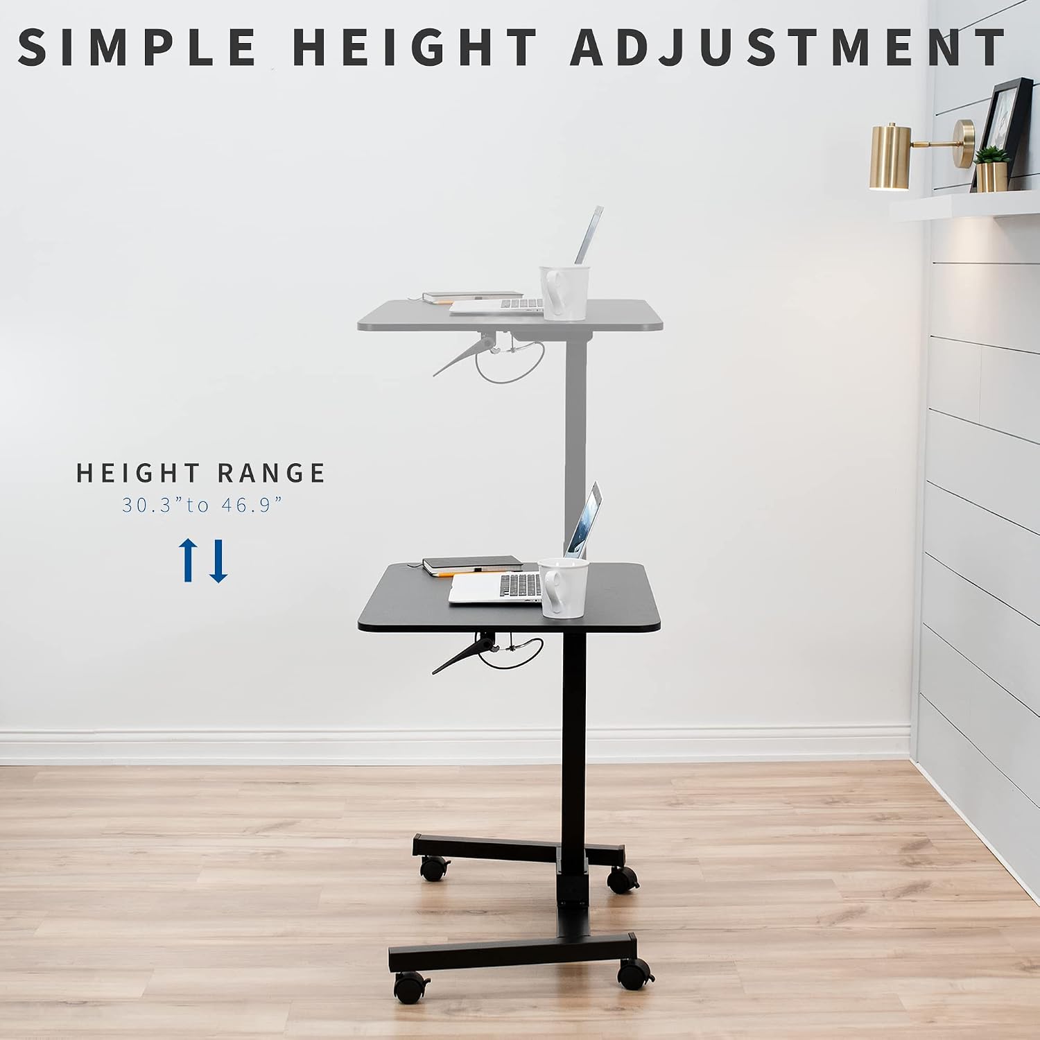 VIVO Mobile 32 inch Sit Stand Laptop Cart, Height Adjustable Rolling Podium, Locking Wheels, Black, CART-V07B