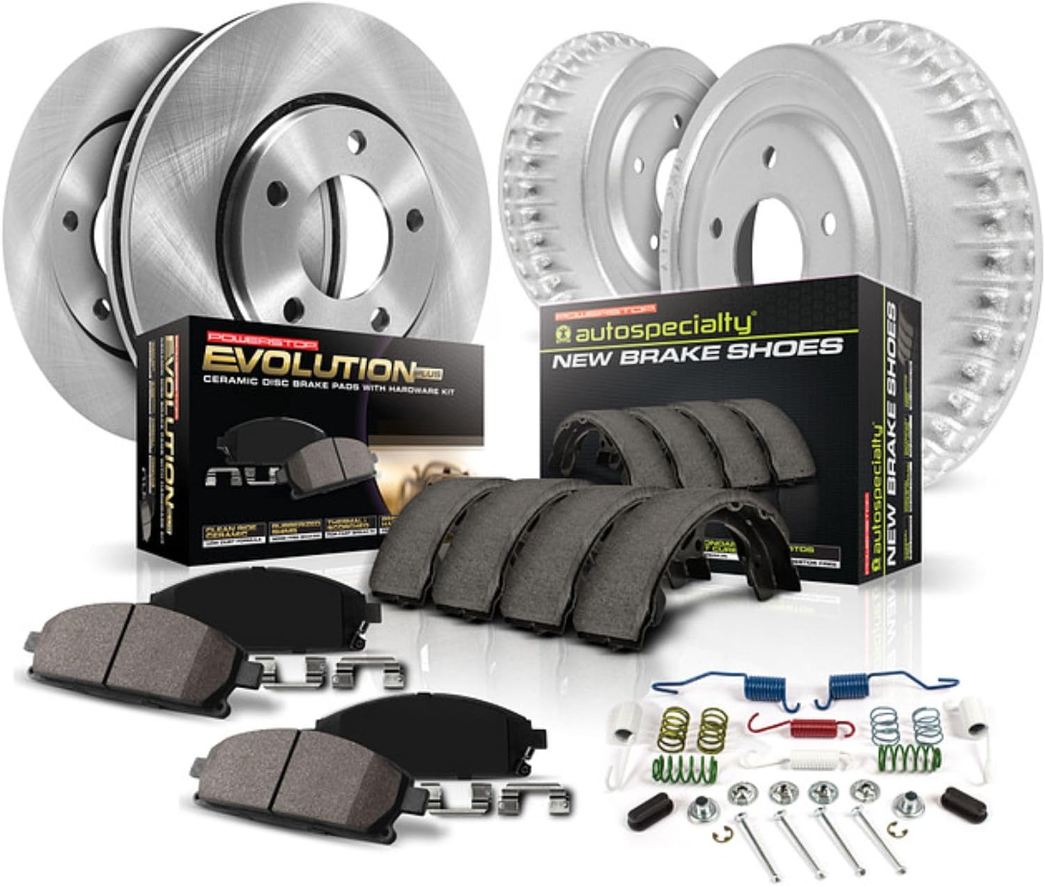 Power Stop KOE15243DK Autospecialty Front and Rear Replacement Brake Kit-OE Brake Drums & Ceramic Brake Pads For Honda Civic 2013-2015 [Model Specific]