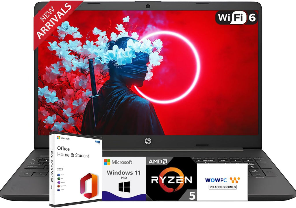 HP New 15.6' Business Laptop (2025/2026 Edition), AMD Ryzen 5 7000-Series(Outperforms i7-1165G7), 32GB RAM, 1TB SSD, Ultra Quiet Design, Long Battery Life, Windows 11 Pro with Microsoft Office-WOWPC
