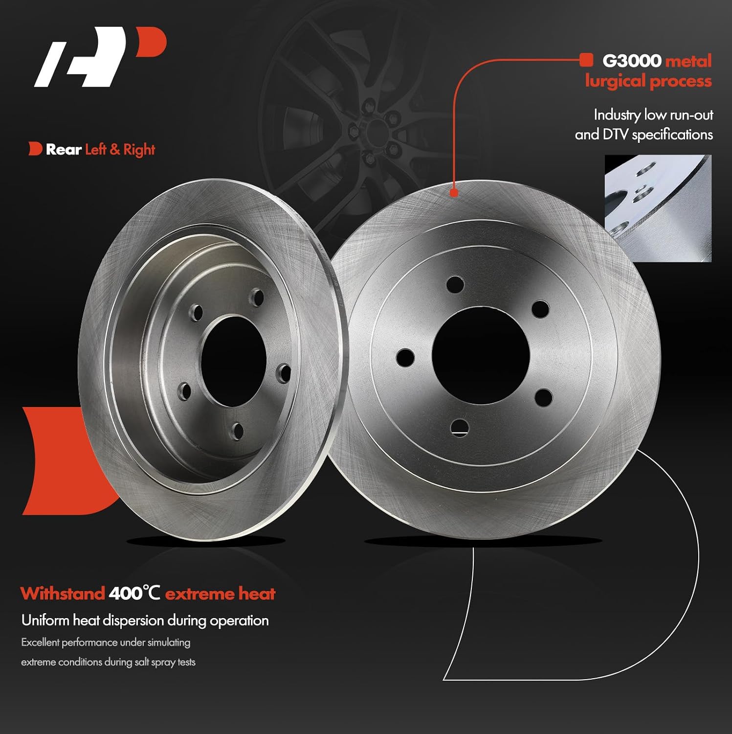 A-Premium Front Vented and Rear Solid Disc Brake Rotors + Ceramic Pads Kit Compatible with Select Ford & Lincoln Models - F-150 2000-2003 (RWD), Blackwood 2002, 12-PC Set