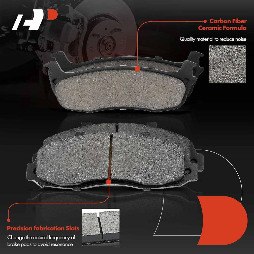 A-Premium Front Vented & Rear Solid Disc Brake Rotors + Ceramic Pads Kit Compatible with Select Ford Models - For F-150 2000 2001 2001 2003, 4WD, 12-PC Set