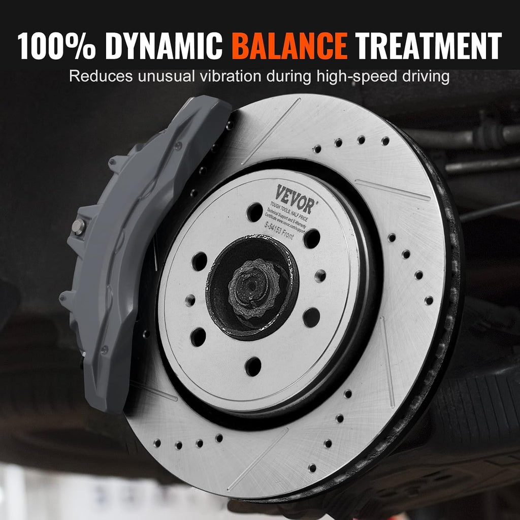 VEVOR Brake Kit Front and Rear, Compatible with 2012-2020 Ford F-150 (MPB only), Drilled and Slotted Brake Rotors Ceramic Brake Pads Replacement, 13.8' Front Rotors 13.7' Rear Rotors
