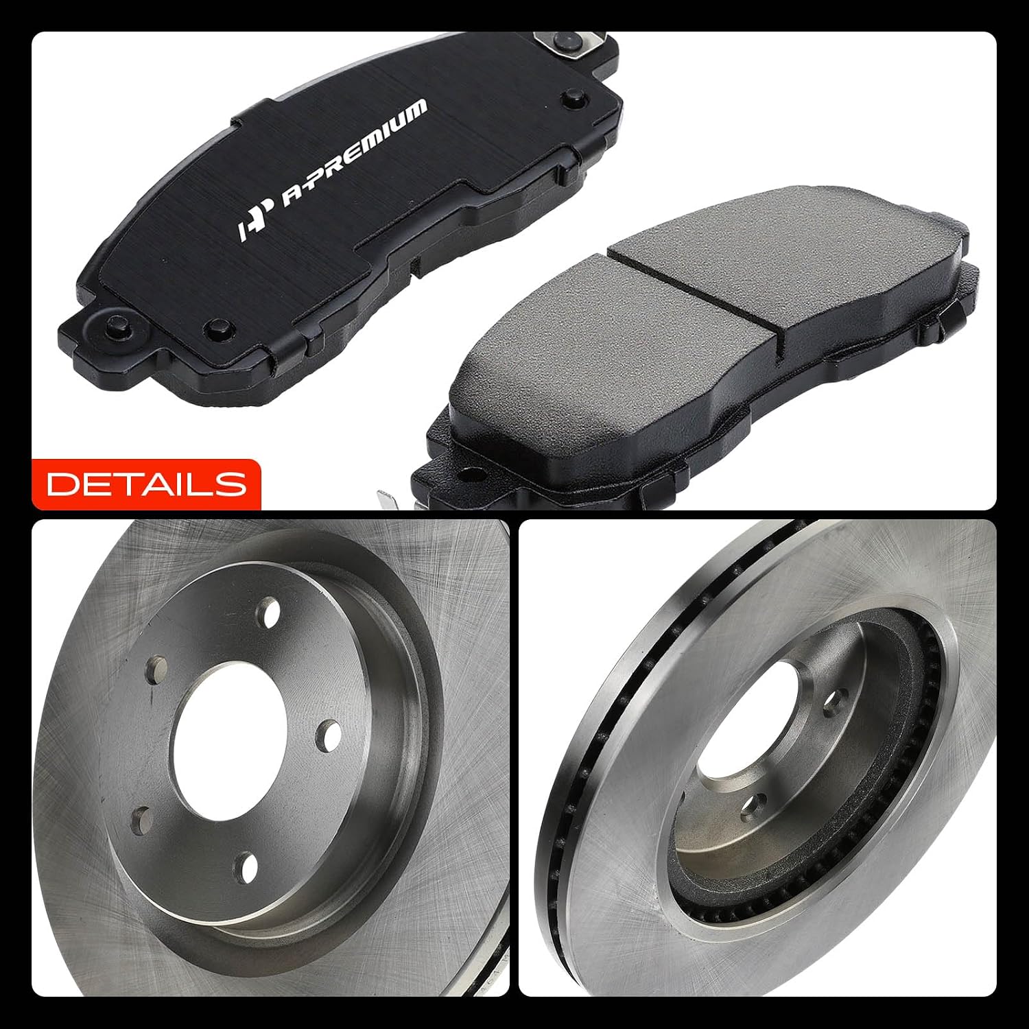 A-Premium 11.65 inch(295.91 mm) Front Vented Disc Brake Rotors + Ceramic Pads Kit Compatible with Select Nissan Models - Altima 2014 2015 2016 2017 2018 2019, 6-PC Set