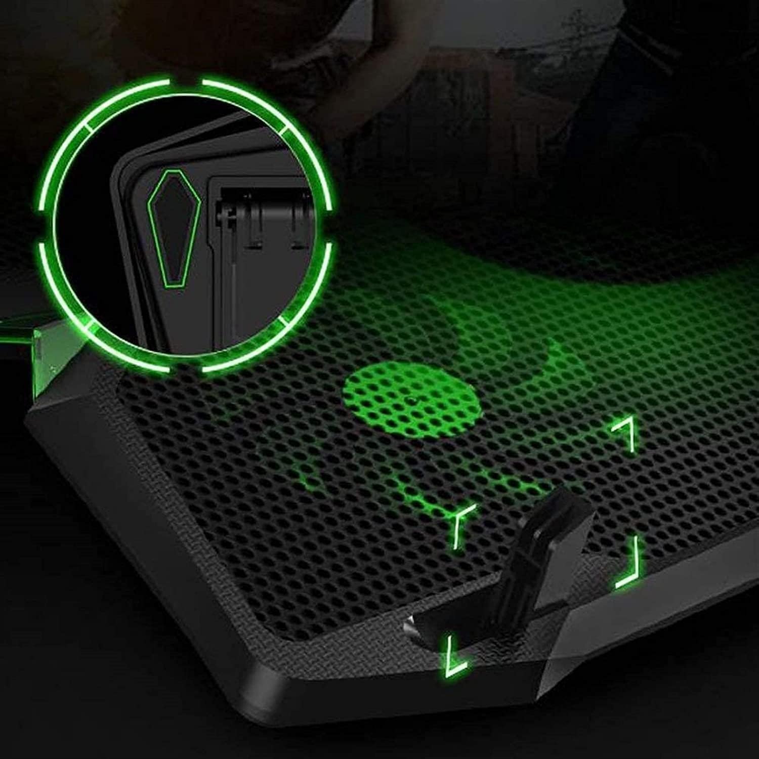 Laptop Cooling Pad, Light Gaming Laptop Cooler with 4 Silent Big Fans, Stand Cooling Pad for Notebook, 2 USB Powered Fan Compatible up to 17'