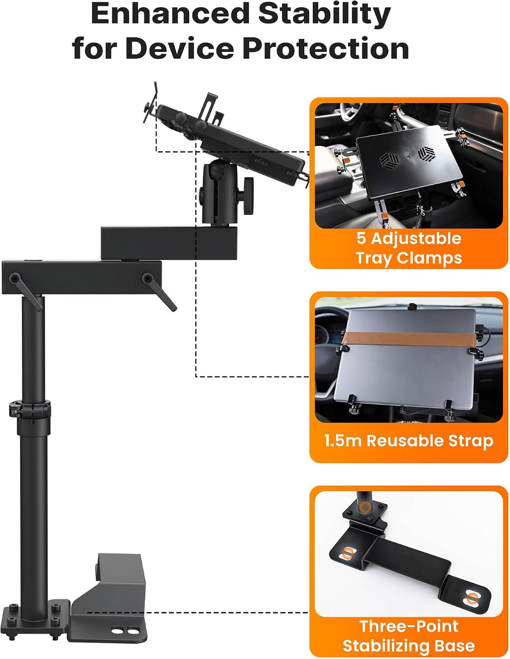 MELIPRON Truck Laptop Mount Fit for Ford F-150 2004-2014, Lincoln Mark LT 2005-2011, No-Drilling Vehicle-Specific Laptop Holder with Cooling Fan Adjustable Height for Work on The Go