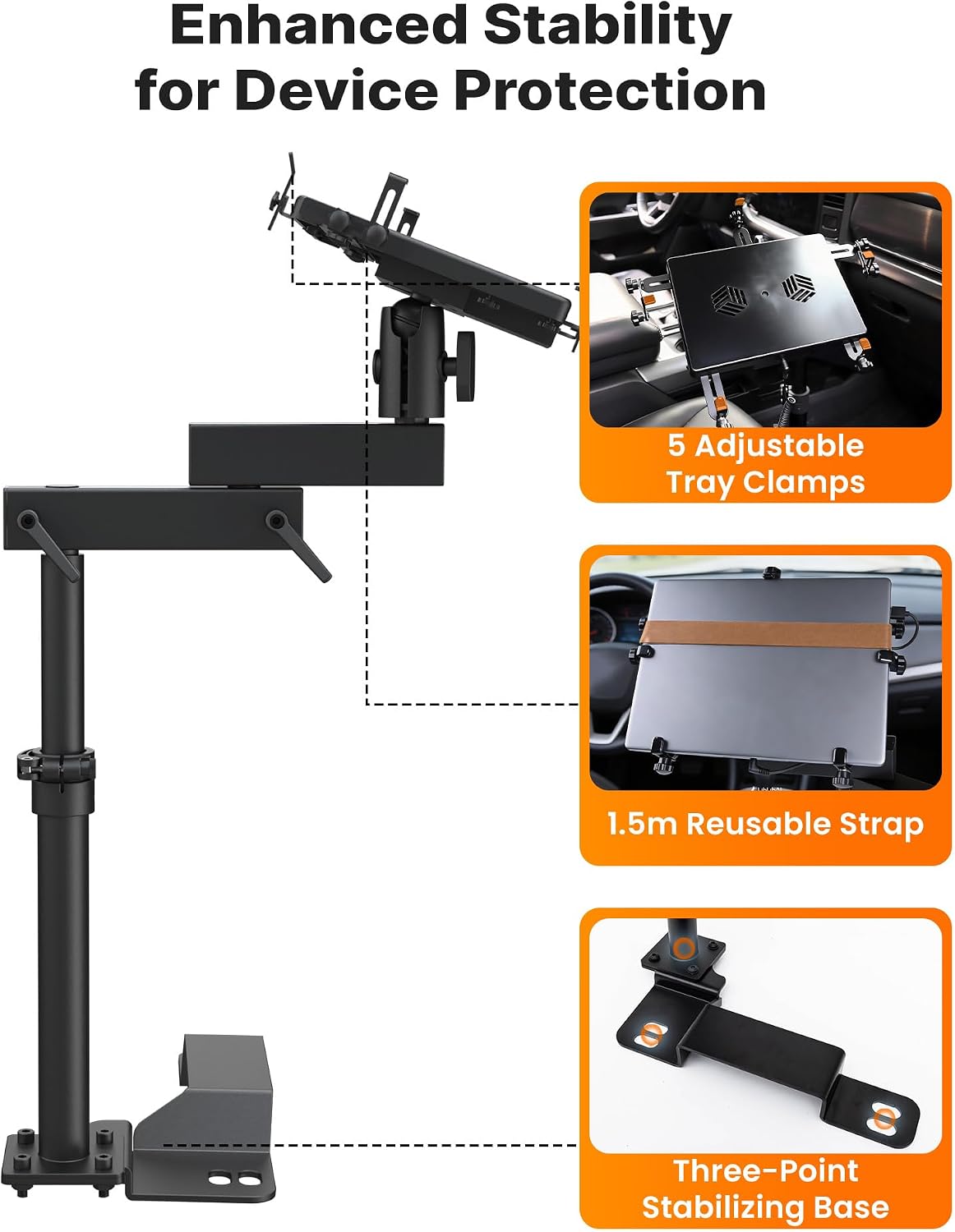 MELIPRON Truck Laptop Mount Fit for Ford F-150 2004-2014, Lincoln Mark LT 2005-2011, No-Drilling Vehicle-Specific Laptop Holder with Cooling Fan Adjustable Height for Work on The Go