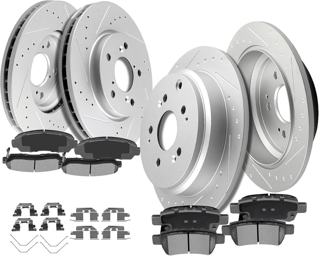 SCITOO Front 11.65' Rear 12.32' Brake Pads and Rotors Kits Fit For Honda Odyssey 2005 2006 2007 2008 2009 2010