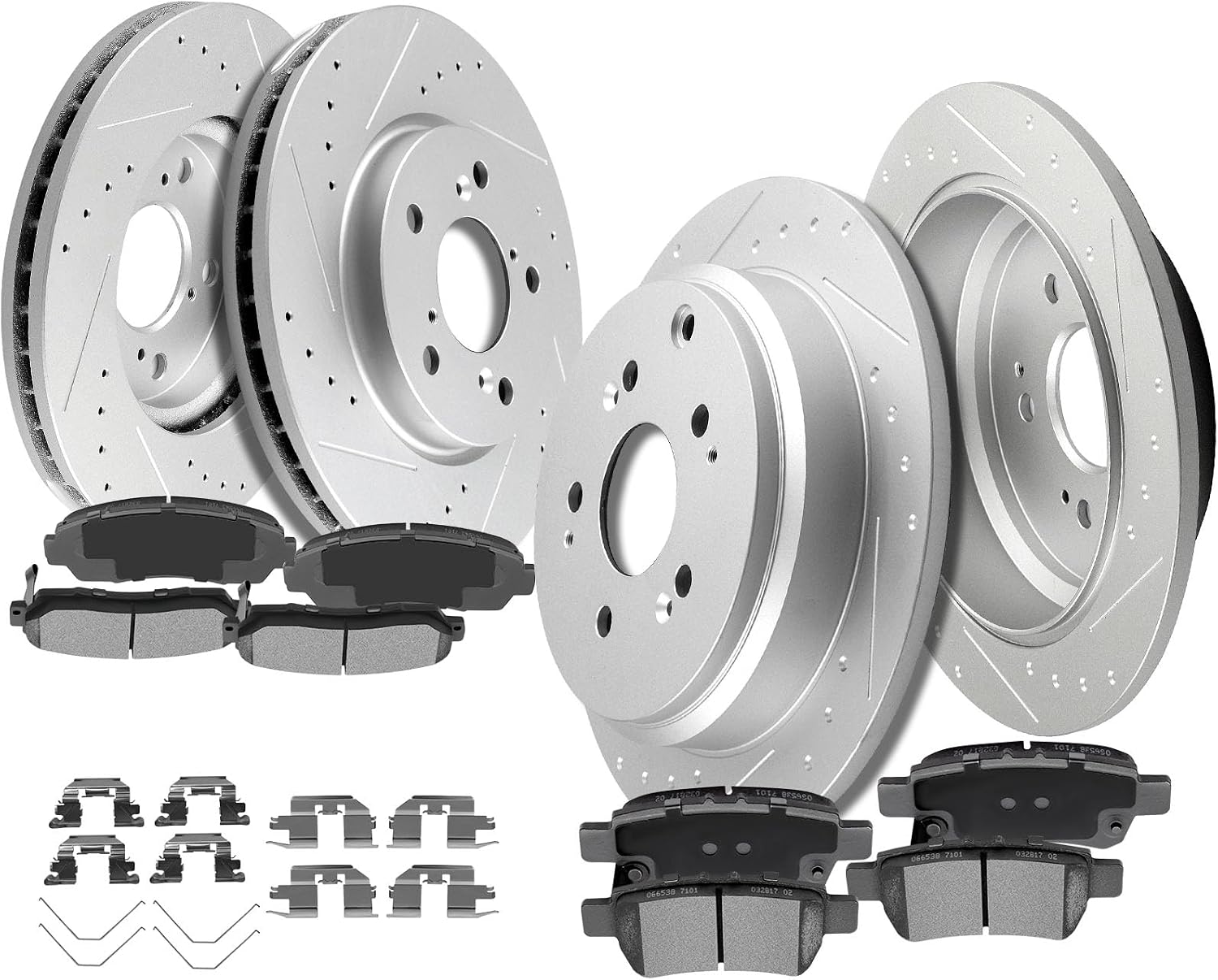 SCITOO Front 11.65' Rear 12.32' Brake Pads and Rotors Kits Fit For Honda Odyssey 2005 2006 2007 2008 2009 2010