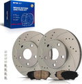 KAX Front Brakes and Rotors for Toyota RAV4 2001-2005, Drilled and Slotted Vented Disc Brake Rotor Ceramic Brake Pad Replacement (#31295+D862, 10.83inch, 275MM)