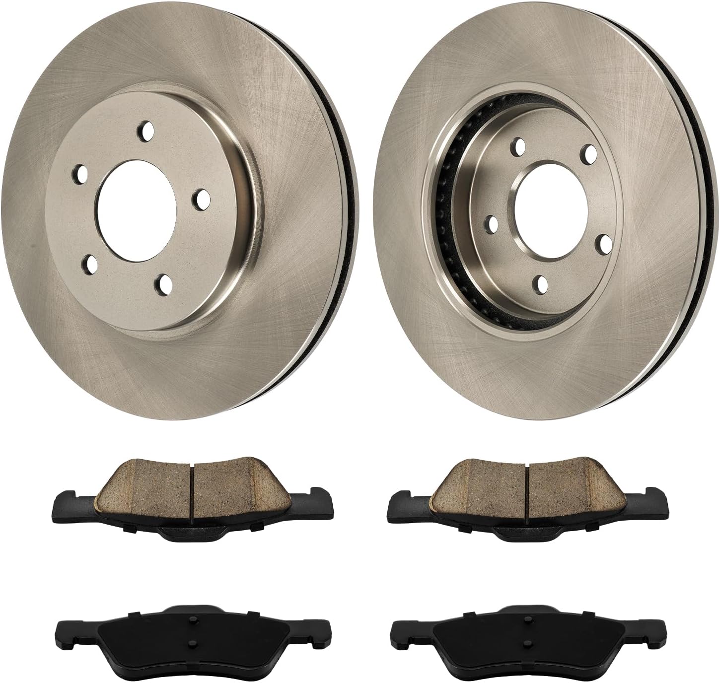 KAX Front Rotors and Brake Pads kit ford Escape 2005-2010, Mercury Mariner 2005-2010, for MAZDA Tribute, Vented Disc Brake Rotor Brake Pad Replacement (#54123+D1047, 11.93inch, 303MM)