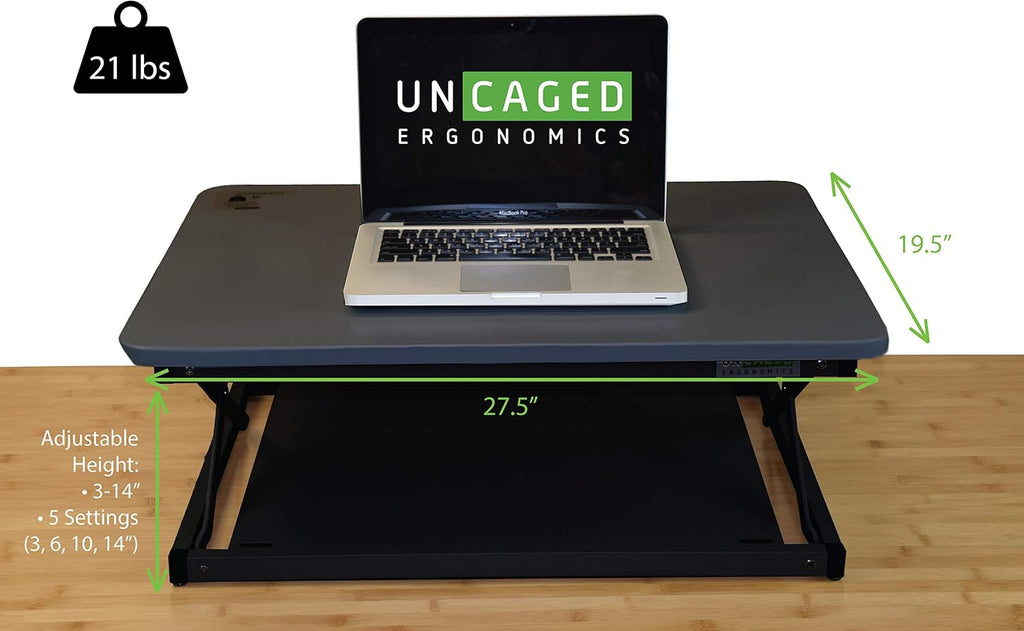 Uncaged Ergonomics CHANGEdesk Mini - Affordable Height Adjustable Stand Up Desk Conversion and Laptop Standing Desk Converter (2 Pack | Black)