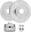 Detroit Axle - Front Brake Kit for 1999-2004 Honda Odyssey 2001-2002 MDX Drilled & Slotted Brake Rotors Disc Brakes Caliper w/Bracket Replacement