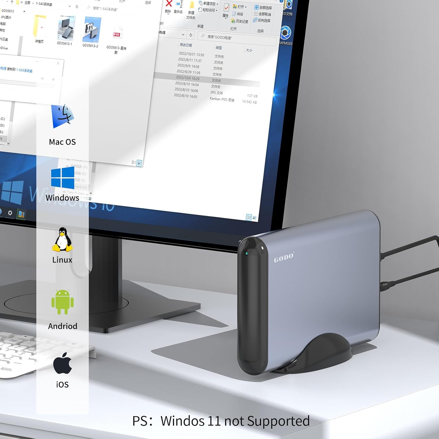 GODO SAS to USB 3.0 Hard Drive Adapter,SAS/SATA Hard Drive Enclosure Reader Docking Station for 3.5 inch HDD SSD with 12V/3A Power Adapter,Support up to 20TB and UASP Tool Free