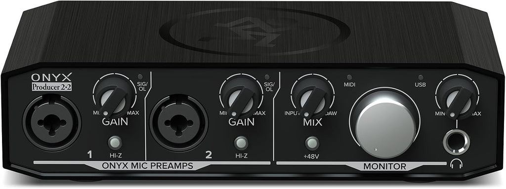 Audiosavings Bundle: Mackie Onyx Producer 2.2 2x2 USB Audio MIDI Recording Studio Interface Bundle with Rockville RLS2400 Lightweight Folding DJ Laptop Stand (2 Items)