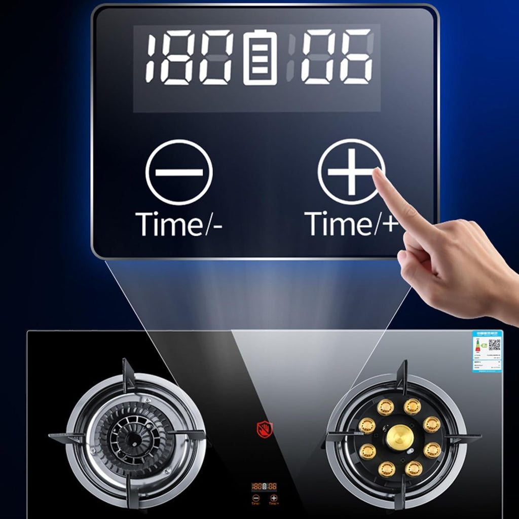 Desktop/built-in Tempered Glass Gas Stove,LPG/NG Gas Cooktop 2 Burners,Flameout Protection,Suitable aor Home and Commercial Use (Size : LPG)