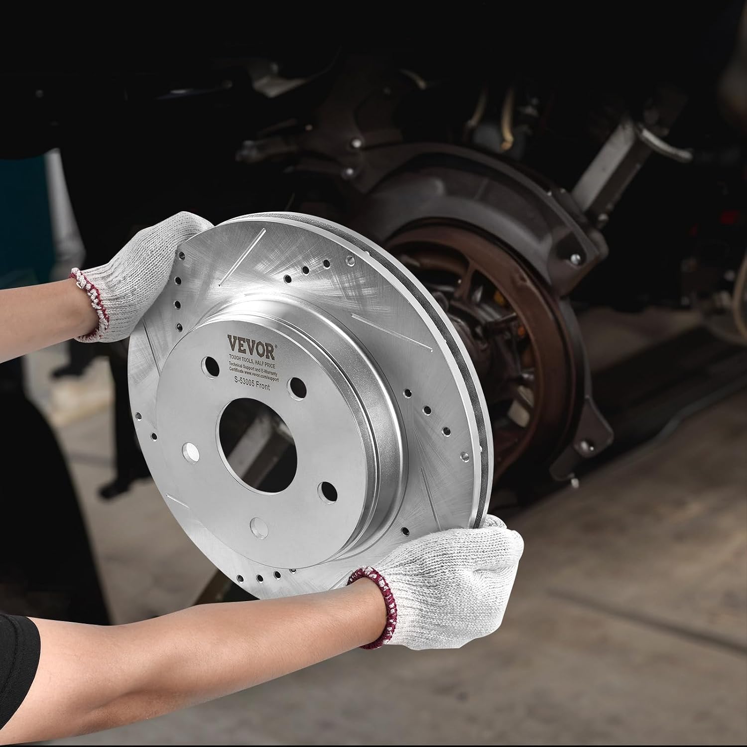 VEVOR Front and Rear Brake Kit for 06-2018 Dodge Ram 1500, 07-2009 Dodge Durango Chrysler Aspen, Drilled and Slotted Brake Rotors Ceramic Brake Pads Replacement, 13.2' Front Rotors 13.9' Rear Rotors