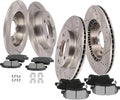 SCITOO Brake Kits for Hyundai for Elantra GT for Coupe for Veloster for Kia Forte Koup for Forte5 Front Rear Drilled & Slotted Disc Brakes Rotors and Ceramic Brakes Pads 31584;31603;D1543;D1544