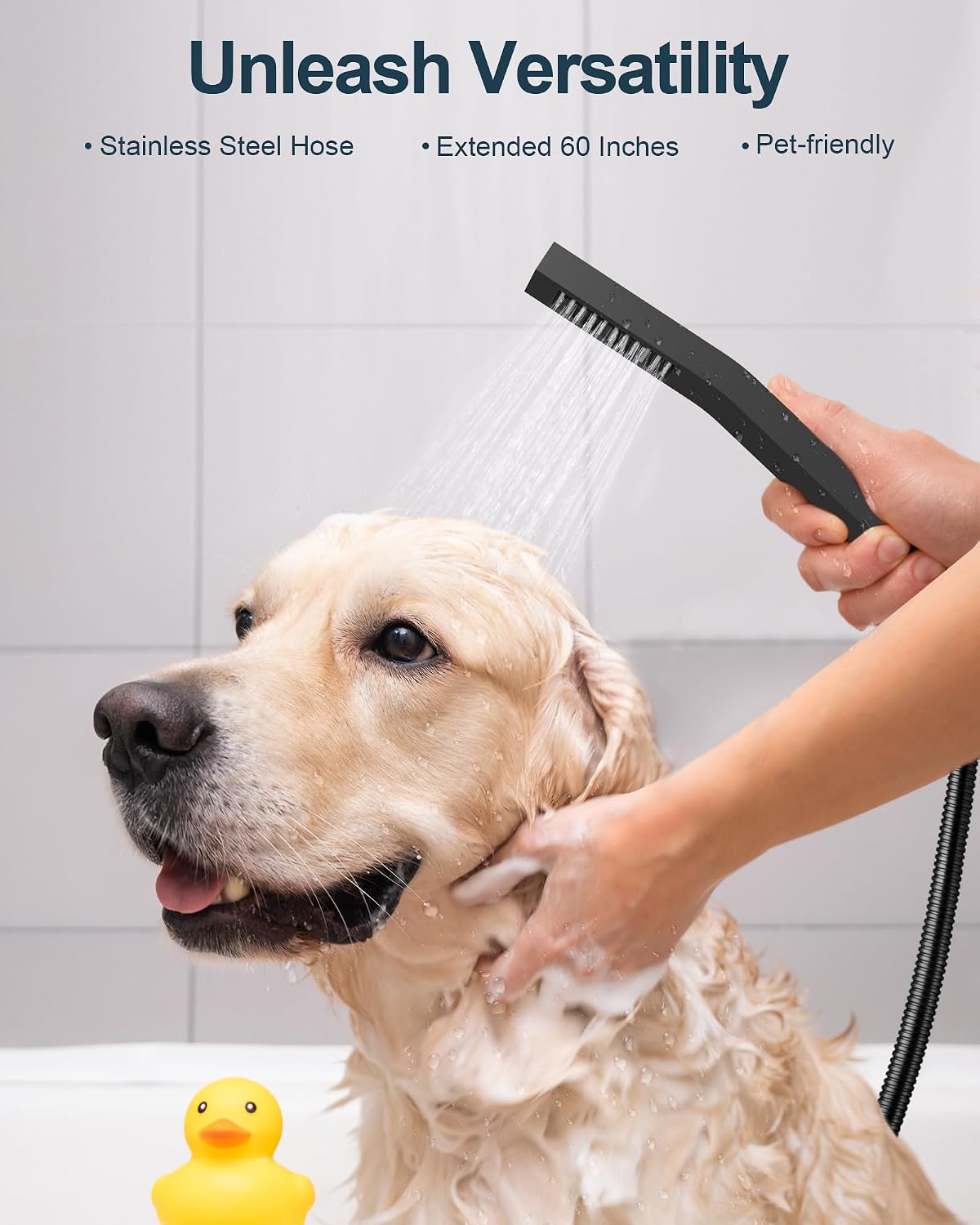 Thermostatic Shower System, 16' Ceiling Mount Rainfall shower Head with Double 6' Shower Head, Matte Black