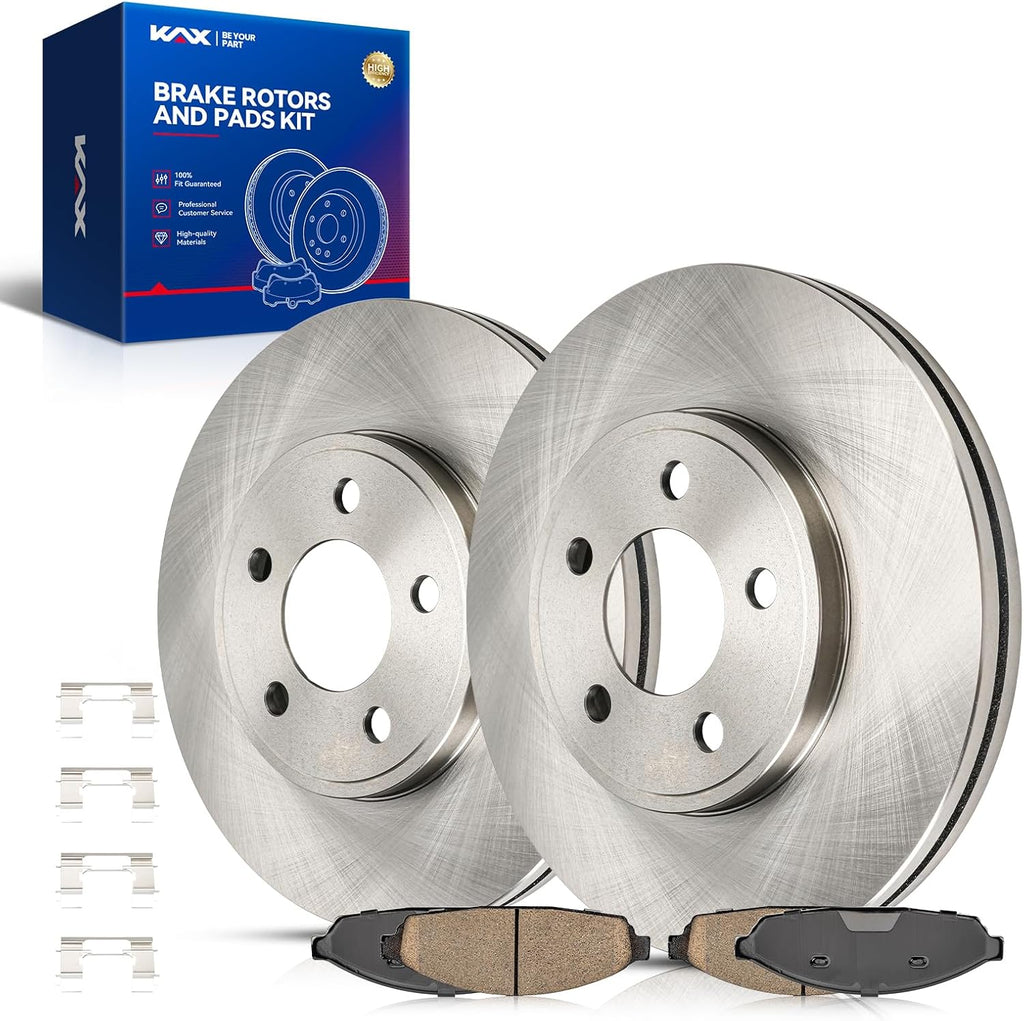 KAX Front Brakes and Rotors for Lincoln Town Car 2003-2011, Ford Crown Victoria 2003-2011, Mercury Marauder, Vented Brake Rotor Ceramic Brake Pad Replacement (#54103+D931, 12.02inch, 305.2MM)
