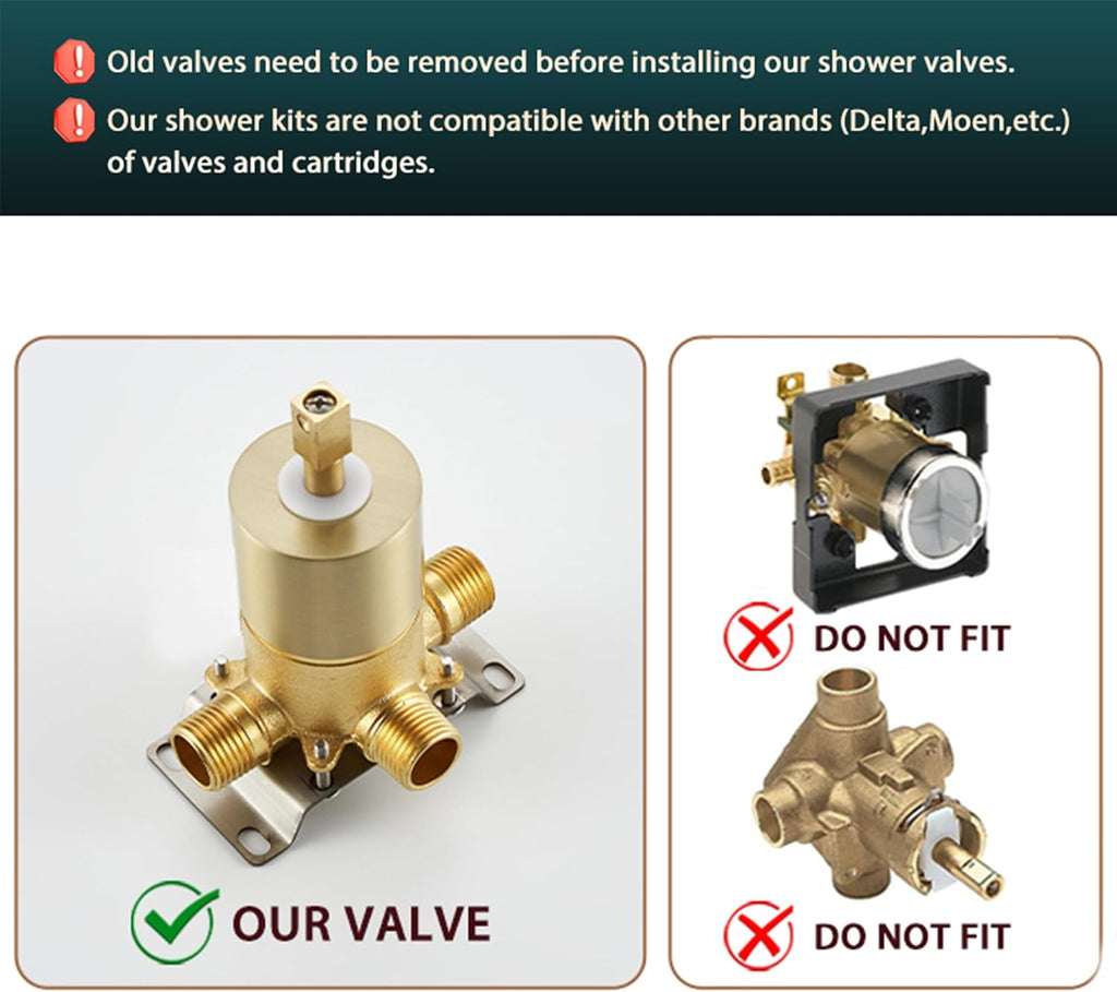Brushed Gold Shower System with 10Inch Rain Shower Heads with Handheld Spray Combo, Gold Shower Faucet Set with Rain Shower and Handheld, Gold Shower Head and Handle Set(Shower Valve Kit Included)