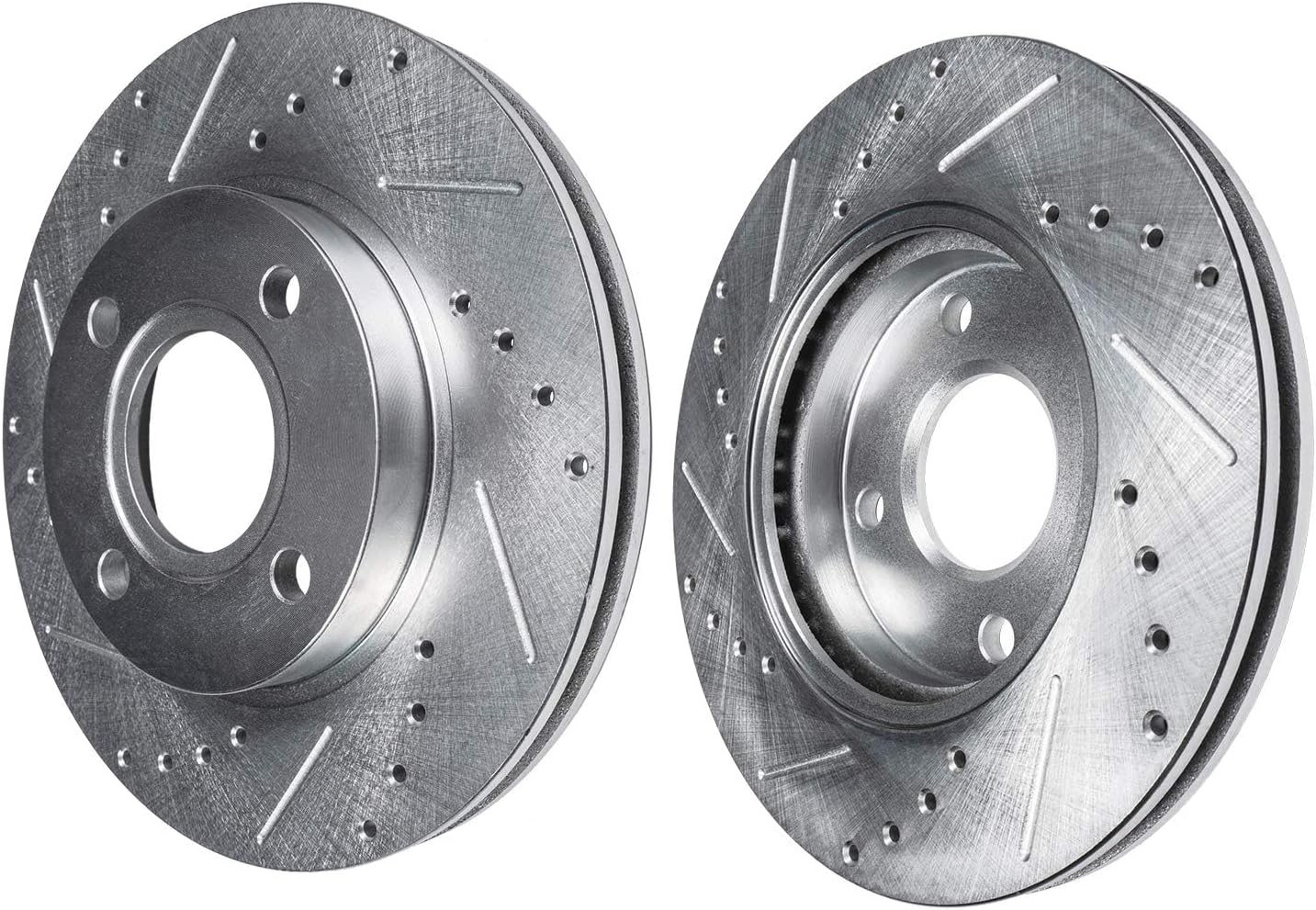 Detroit Axle - 4 Lugs Front Brake Kit for 2000-2006 Nissan Sentra, 93-01 Altima, 99-02 Infiniti G20, Drilled & Slotted Disc Brake Rotors Replacement Ceramic Brakes Pads: 11.02'' inch Rotors