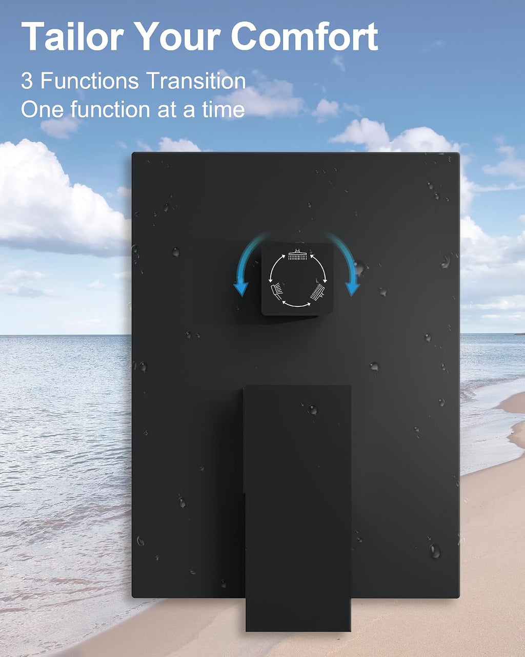 Matte Black 3-Function Shower System with 10' Rainfall & 6' Secondary Shower Head, Handheld Combo Set, Wall Mounted cUPC Certified Pressure Balance Valve