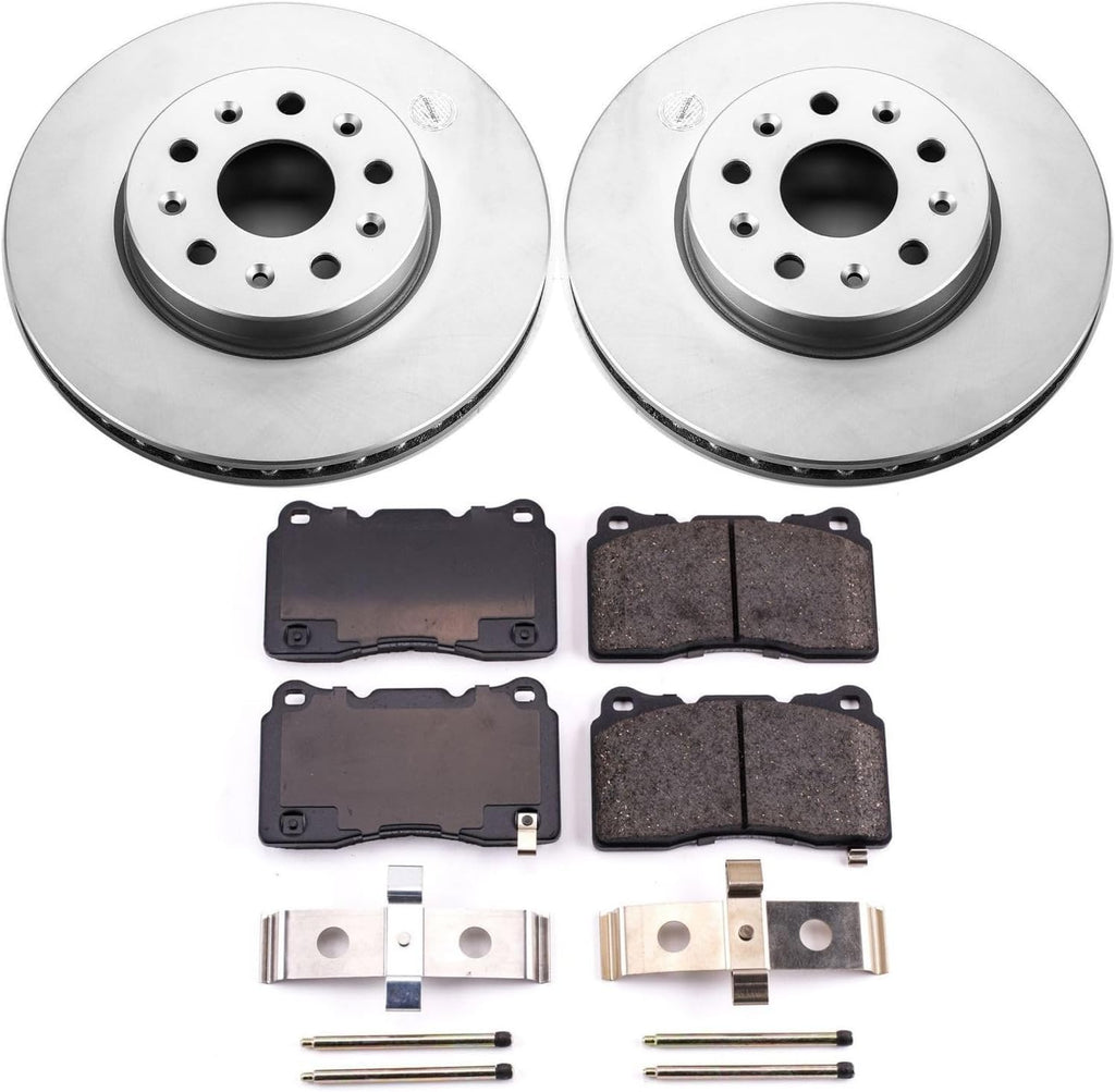 PowerStop Front Brake Kit for Cadillac CTS 2014-19 | Chevrolet Camaro 2016-24 - Fully-Coated Disc Rotors with Z17 Ceramic Brake Pads Replacement, CRK7001