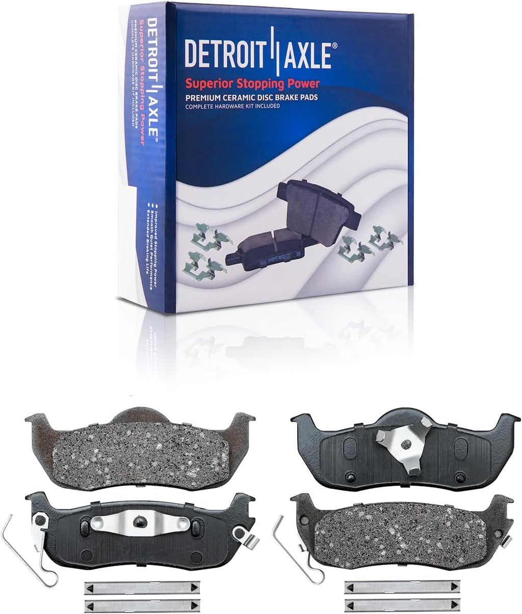 Detroit Axle - Brake Kit for 2005-10 Jeep Grand Cherokee 06-10 Commander Replacement 2006 2007 2008 2009 2010 Drilled & Slotted Brake Rotors Ceramic Brakes Pads Front and Rear Replacement