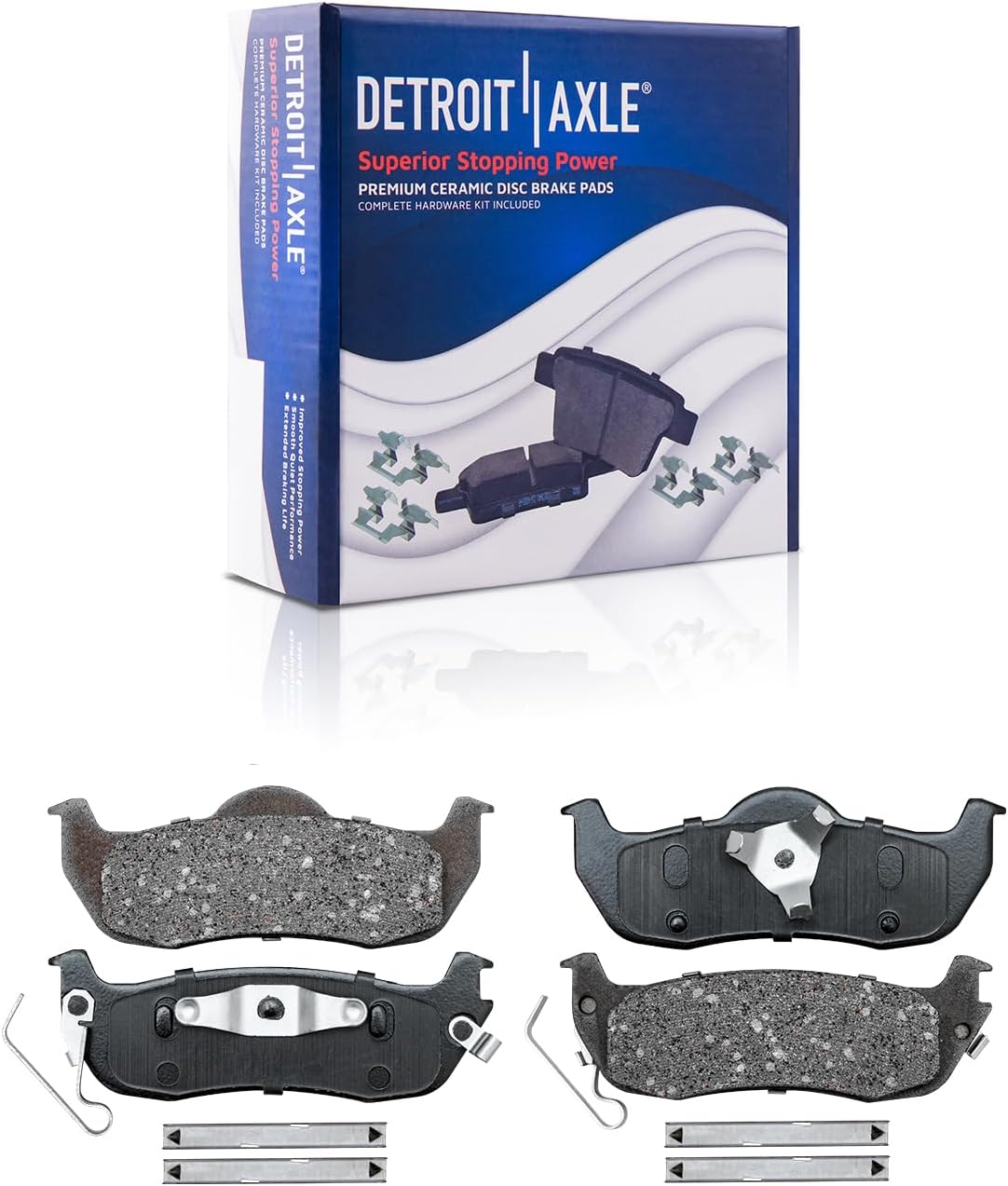 Detroit Axle - Brake Kit for 05-10 Jeep Grand Cherokee, 06-10 Commander Replacement 2005 2006 2007 2008 2009 2010 Disc Brake Rotors Ceramic Brakes Pads Front and Rear