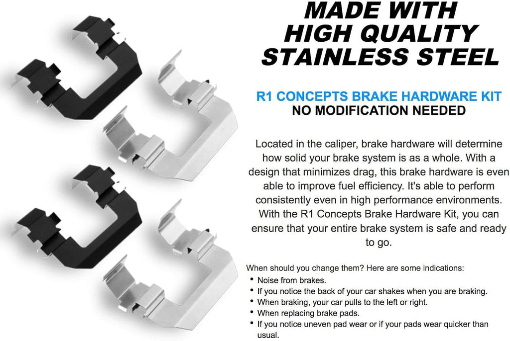 R1 Concepts Front and Rear Brake Kit Fits 2013 Kia Optima SXL Sedan 4-Door; 2014-2015 Kia Optima SXL Turbo Sedan 4-Door| Ceramic Pads, Drilled Slotted Rotors| Hardware| 12.6' Front & 11.2' Rear