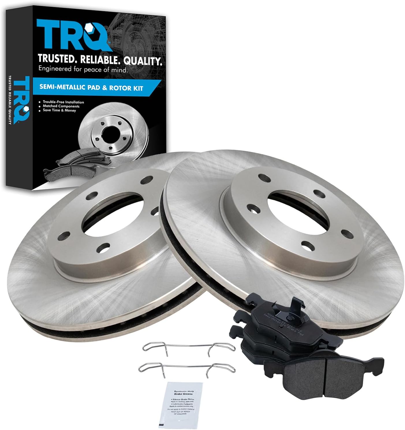 TRQ Front Brake Pad and Rotor Set Semi Metallic Vented Rotors Compatible with 2001-2007 Ford Escape 2001-2006 Mazda Tribute 2005-2007 Mercury Mariner