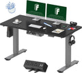 FLEXISPOT EN2 Whole-Piece Standing Desk with Clamp Power Strip, 55 x 28 Electric Stand Up Height Adjustable Desk with Cable Management (Gray Frame + 55' Black Top, 2 Packages)