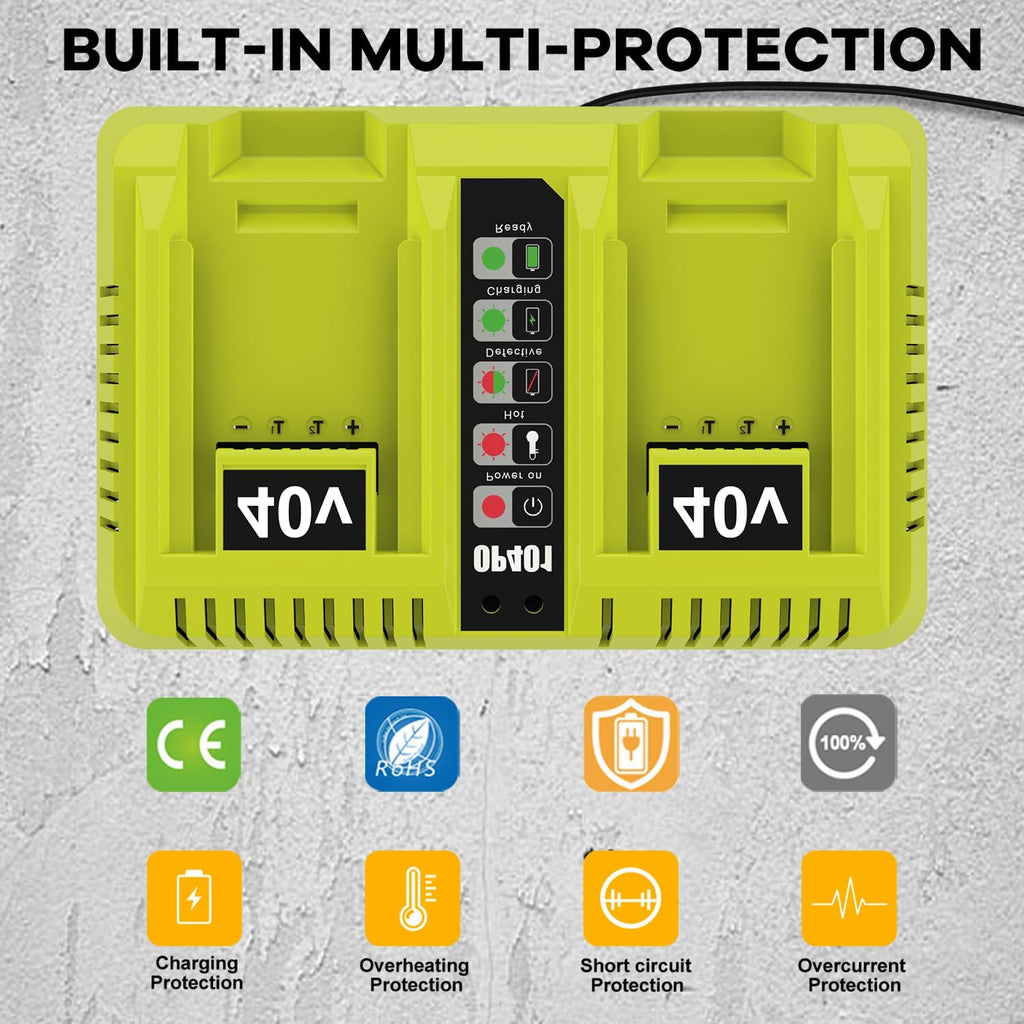 40 Volt 6500mAh OP401 Compatible with Ryobi 40V Battery OP4026 OP40201 OP4040 OP40401 OP4050 OP4050A OP40501 with Dual 40V Charger