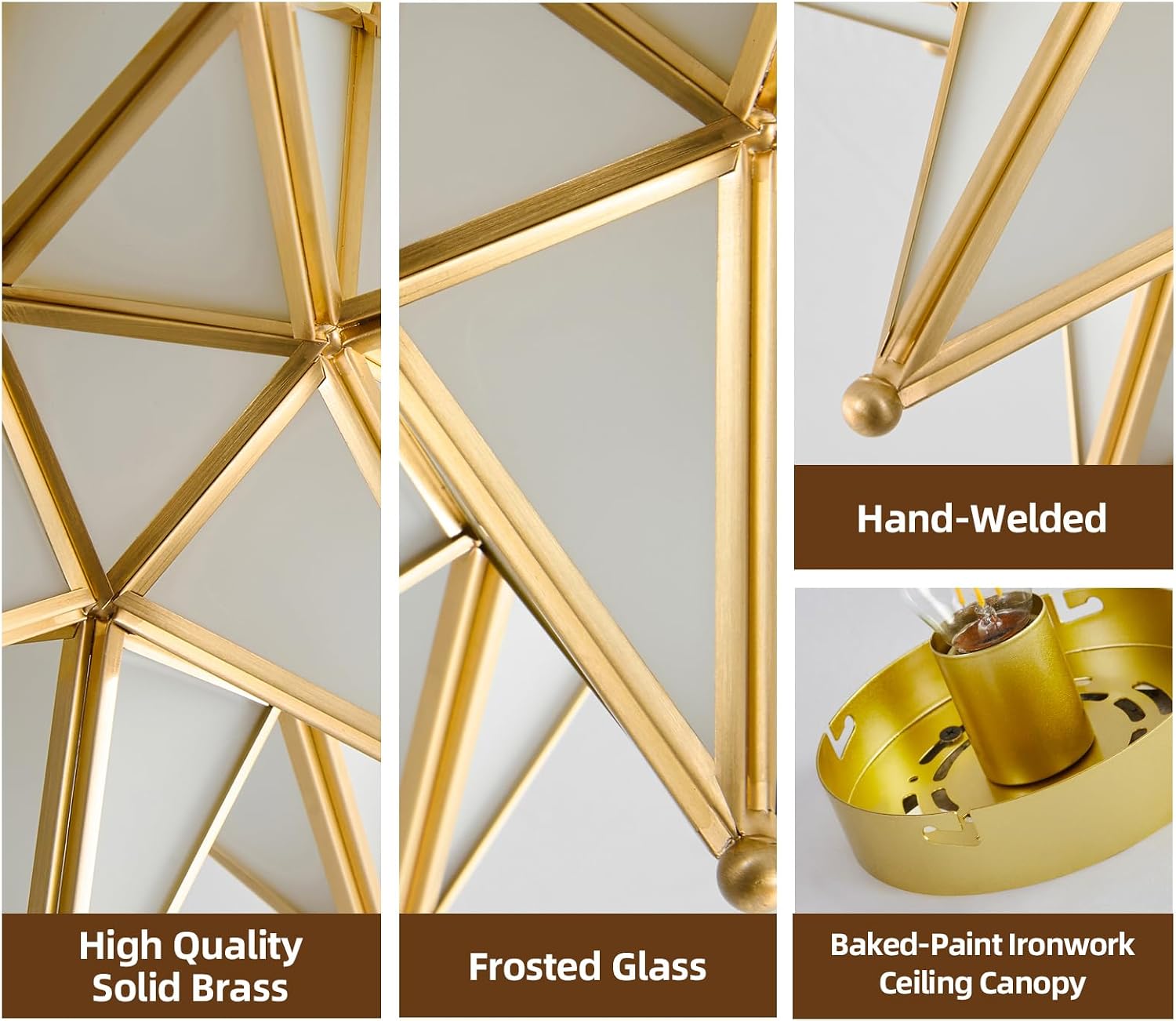 Moravian Brass Star Ceiling Light - Gold Vintage Antique Flush Mount Lighting - Art Deco Mid Century Milk Glass Fixture Lights for Hallway Bedroom Room Hall Entryway Laundry Foyer Kitchen Schoolhouse