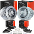 A-Premium Front & Rear Drilled and Slotted Disc Brake Rotors + Ceramic Pads Kit Compatible with Select Ford Models - For F-150 2012 2013 2014 2015 2016 2017 2018 2019 2020, 12-PC Set