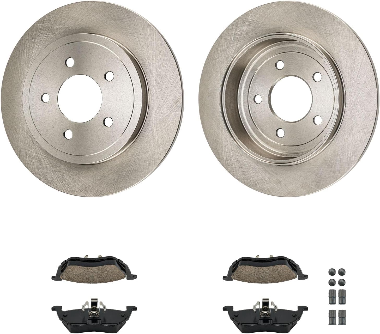 KAX Rear Brake Pads and Rotors ford Escape, Mercury Mariner, for MAZDA Tribute 2005-2006, 2008, Smooth Vented Disc Brake Rotor Ceramic Brake Pad Replacement (#54122+D1055, 11.88inch, 301.8MM)