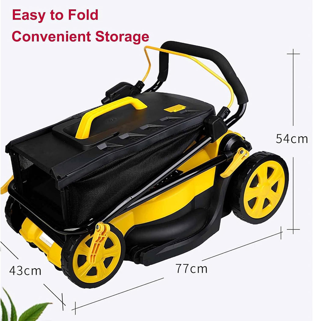 Electric Rotary Lawn Mower, 40cm Cutting Width, 40V Cordless Lawnmower with Battery and Charger, 45L Grass Box, Folding Push Lawn Trimmer