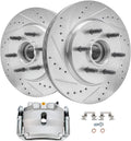 Detroit Axle - 2WD 6 Lug Front Drilled & Slotted Brake Rotors Passenger Side Brake Caliper Replacement for 2004-2005 Ford F-150