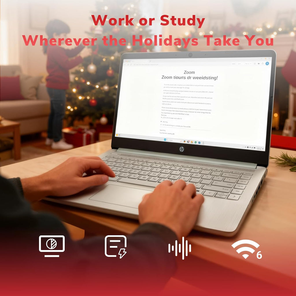 HP 14' Laptop 2025 Business Student Slim Computer, 1-Y Office 365, Copilot AI, Quad-Core Intel CPU, 16 GB RAM, 128GB UFS & 128GB SD Card, Wi-Fi 6, Windows 11 Pro, JQ2XzAccessory, Green