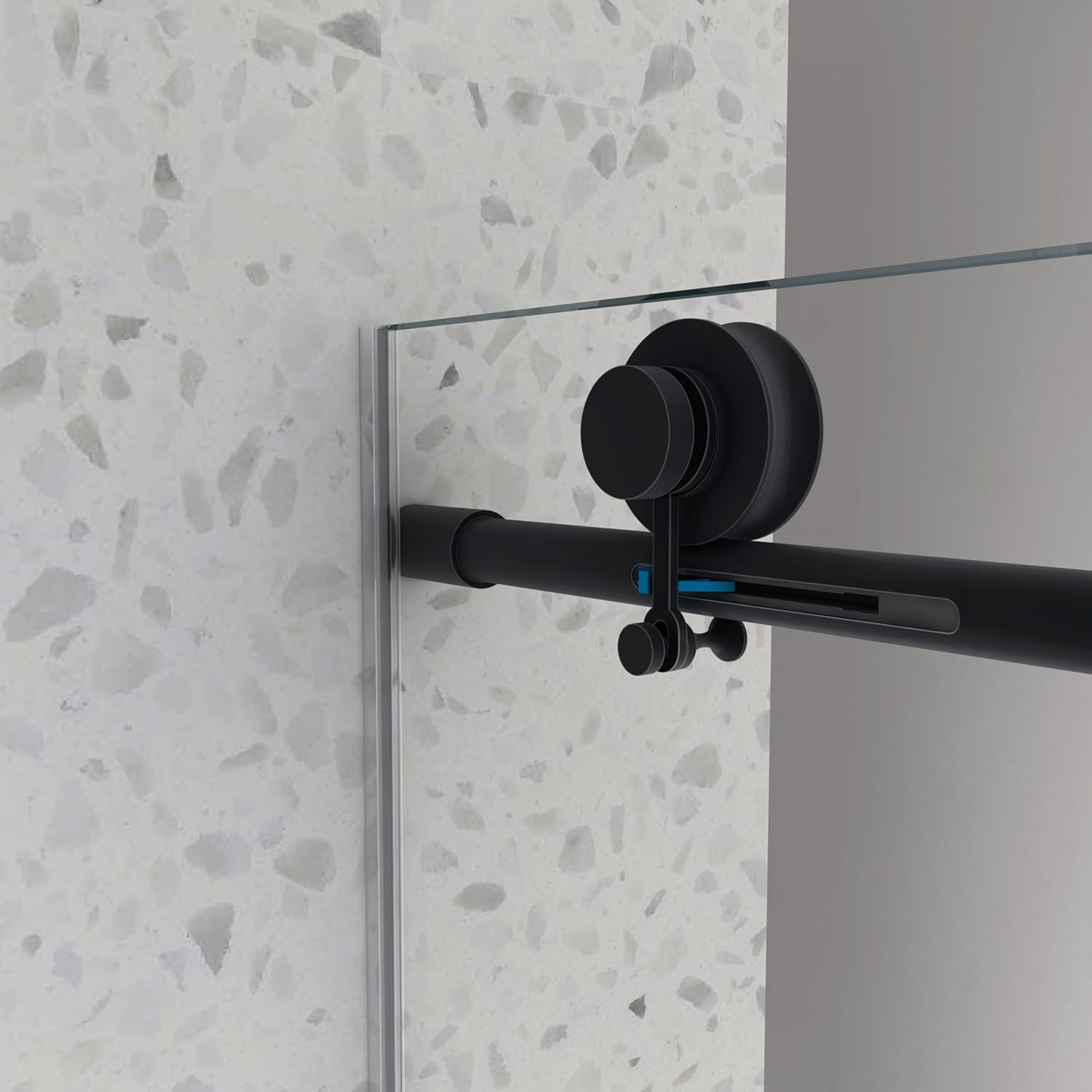 Favfurish Single Sliding Shower Door,55'-60' W x 63' H Frameless Shower Door with 5/16' (8mm) Thick SGCC Tempered Glass W/Adjustable Soft Closing,Bathroom Glass Door for Spa（Matte Black）