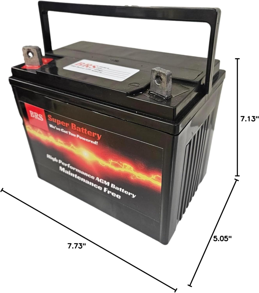 BRS U1 AGM Battery, 12V 300 CCA – Group U1 Lawn Tractor, Mower, Generator, UTV, ATV, Ride-On | Sealed, Maintenance-Free, Vibration Resistant, Long-Lasting, Cold-Weather Ready, Arrives Fully Charged