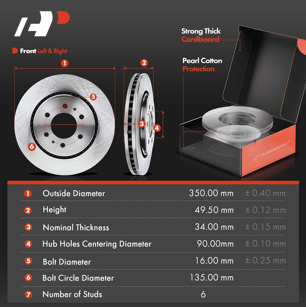 A-Premium Front and Rear Vented Disc Brake Rotors + Ceramic Pads Kit Compatible with Select Ford Models - For F-150 F150 2010-2011, 6 Lug Models Only, 12-PC Set