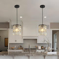 Modern K9 Crystal Chandeliers for Dining Room Black Pendant Light Fixtures Unique Kitchen Island Lighting Height Adjustable Ceiling Light for Bedroom Living Room Compatible with E26 Bulb (2-Pack)